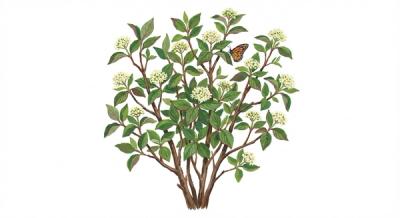 Gray Dogwood (Cornus racemosa), colorful illustration