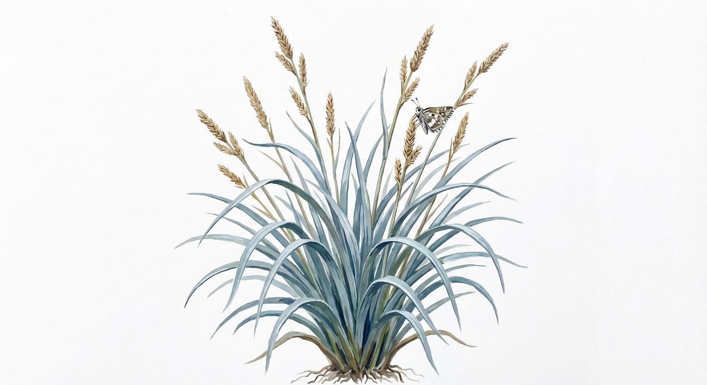 Creeping Sedge (Carex laxiculmis 'Bunny Blue'), colorful illustration