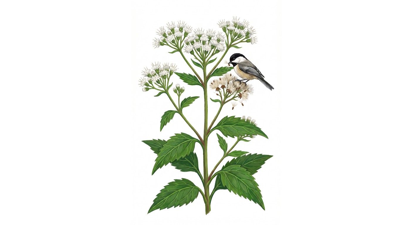 White Snakeroot (Ageratina altissima), colorful illustration