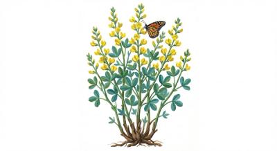 False Yellow Wild Indigo (Baptisia tinctoria), colorful illustration
