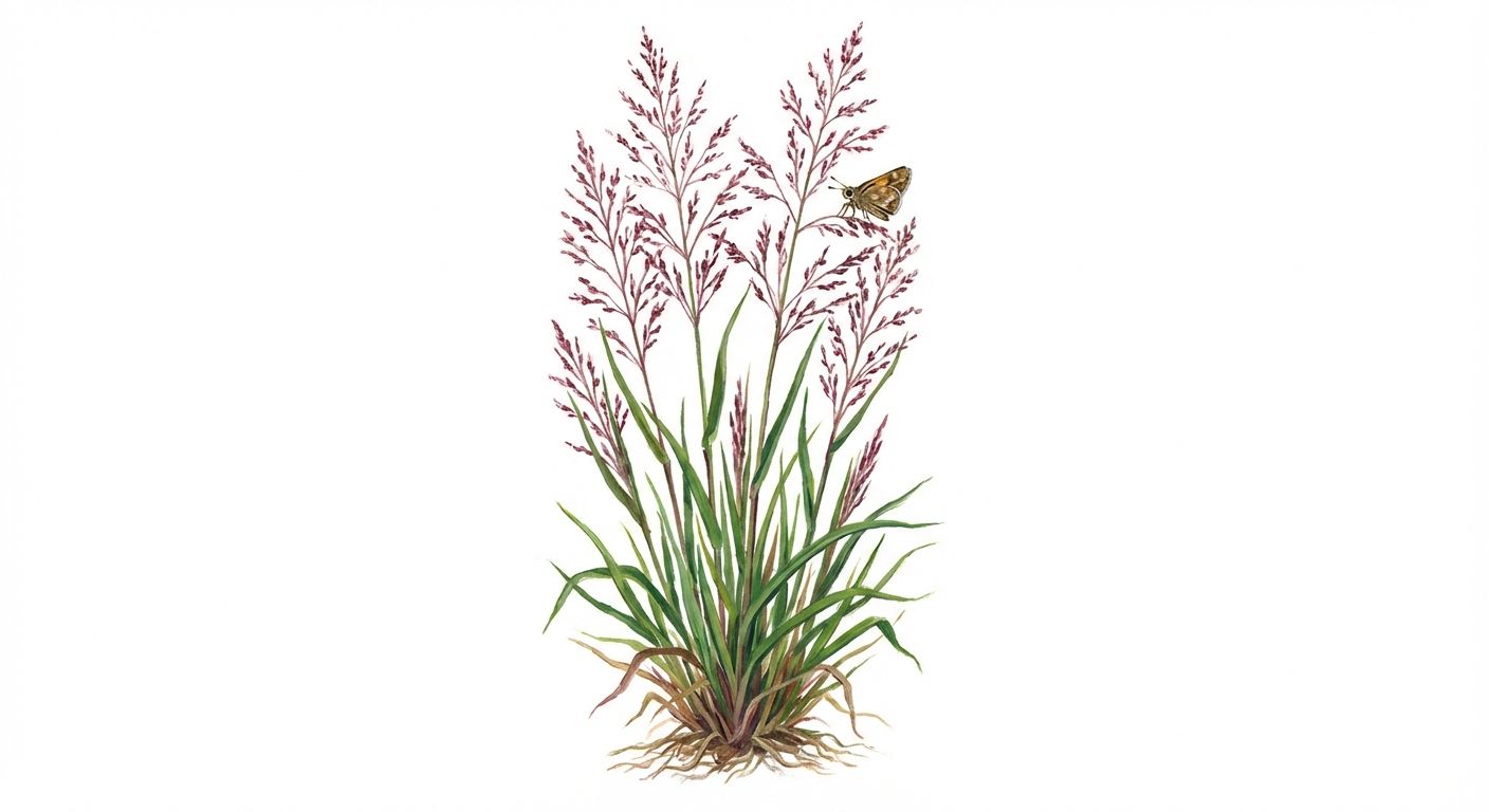 Purple Lovegrass (Eragrostis spectabilis), colorful illustration