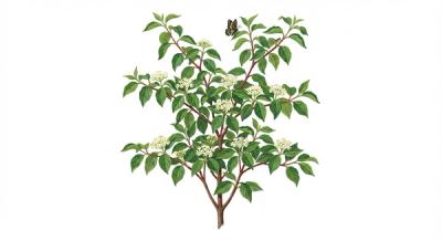 Alternate-Leaved Dogwood (Cornus alternifolia), colorful illustration
