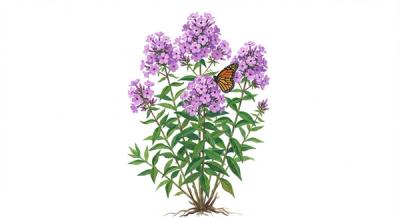 Garden Phlox (Phlox paniculata 'Jeana'), colorful illustration