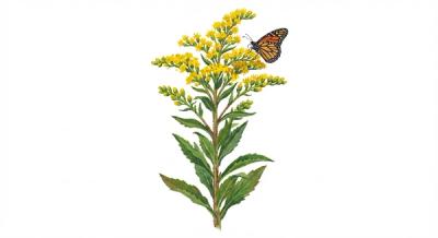 Roughleaf Goldenrod (Solidago rugosa), colorful illustration