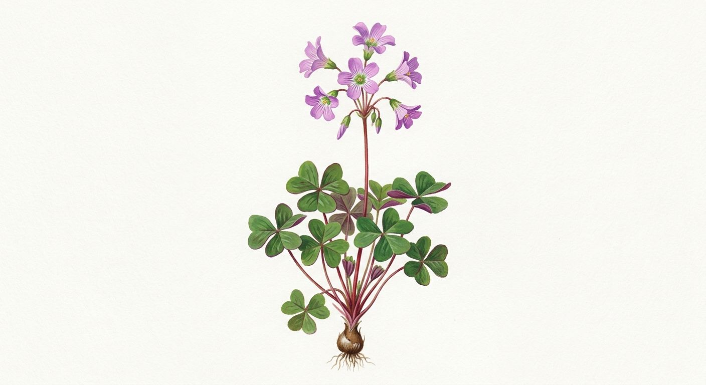 Violet Wood Sorrel (Oxalis violacea), colorful illustration