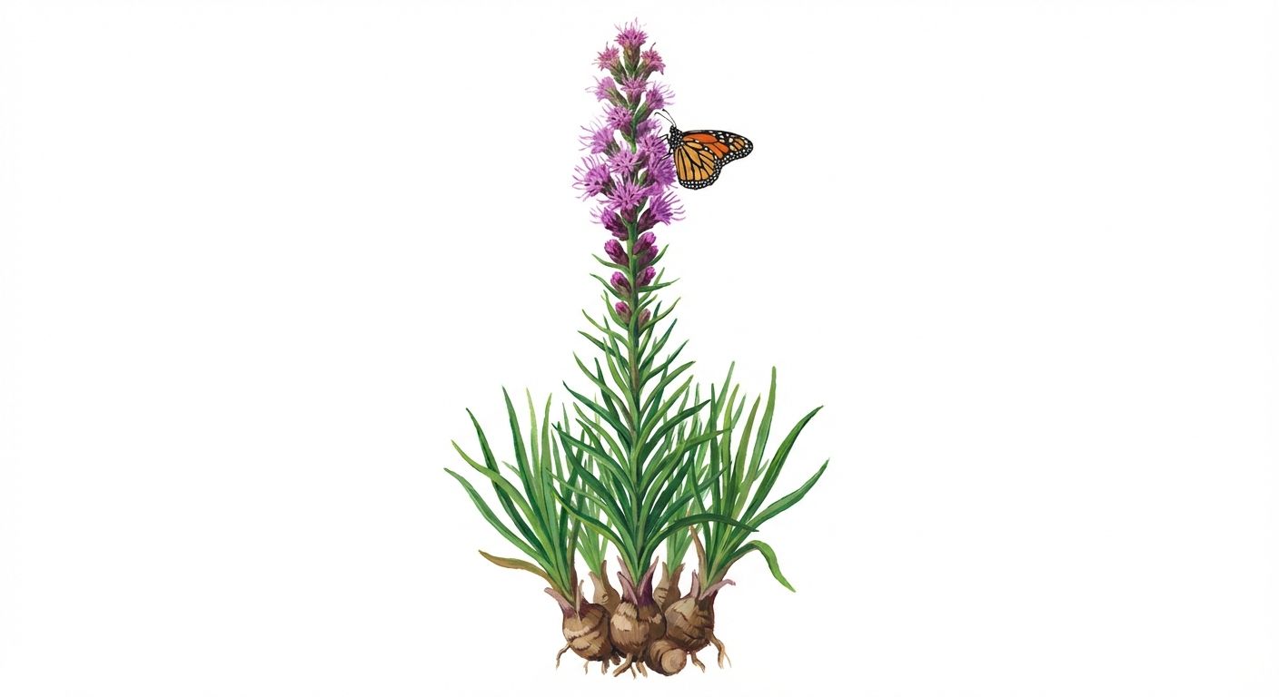Rough Gayfeather (Liatris aspera), colorful illustration
