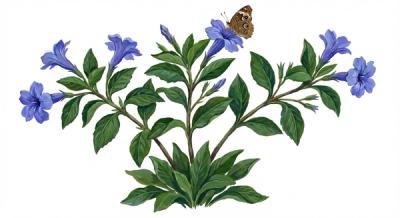 Carolina Wild Petunia (Ruellia caroliniana), colorful illustration
