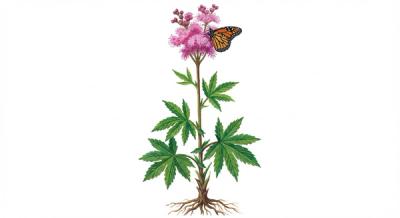 Queen-of-the-Prairie (Filipendula rubra), colorful illustration