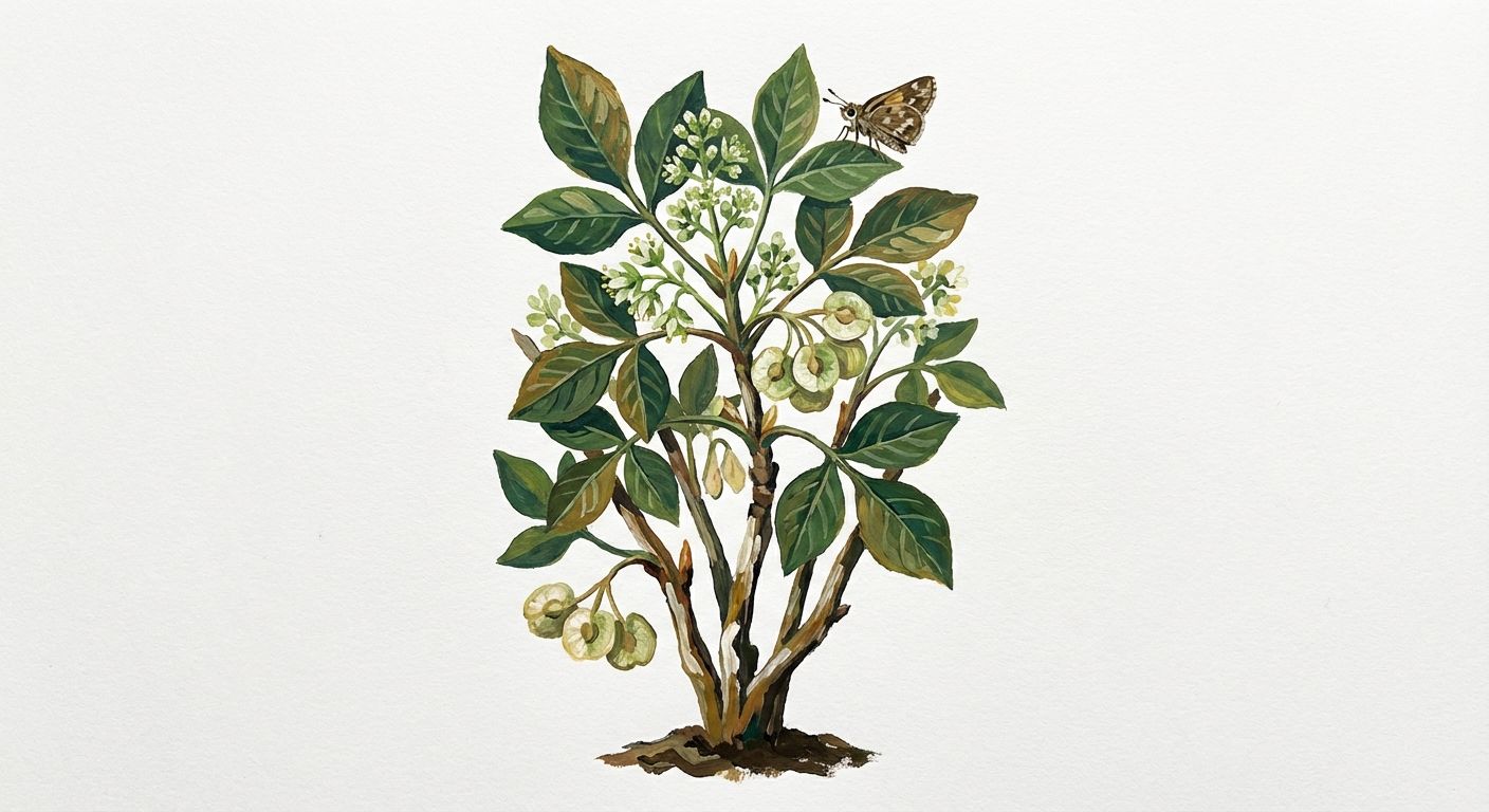 Wafer Ash (Ptelea trifoliata), colorful illustration