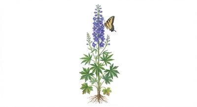 Native Delphinium (Delphinium exaltatum), colorful illustration