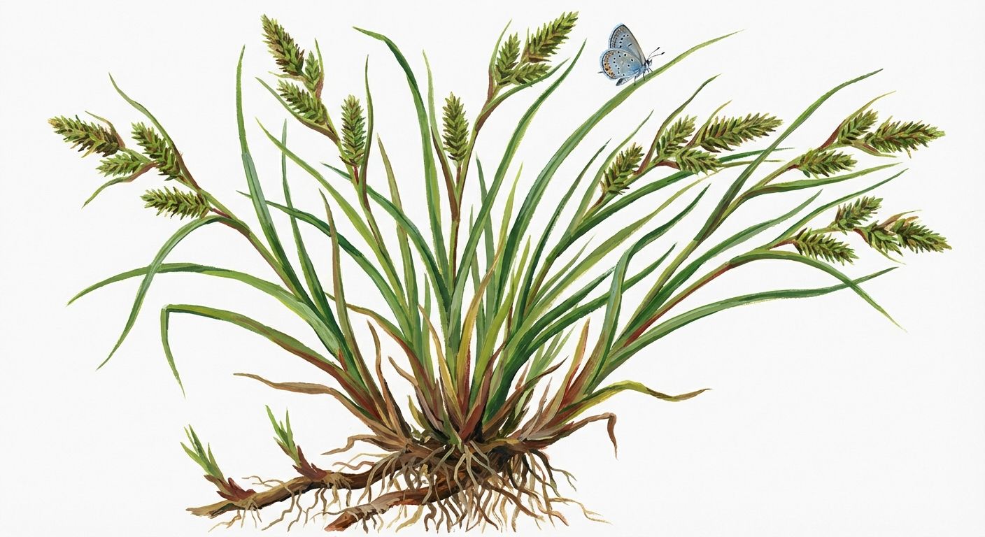 Gray's Sedge (Carex grayi), colorful illustration