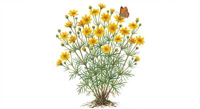 Threadleaf Tickseed (Coreopsis verticillata), colorful illustration