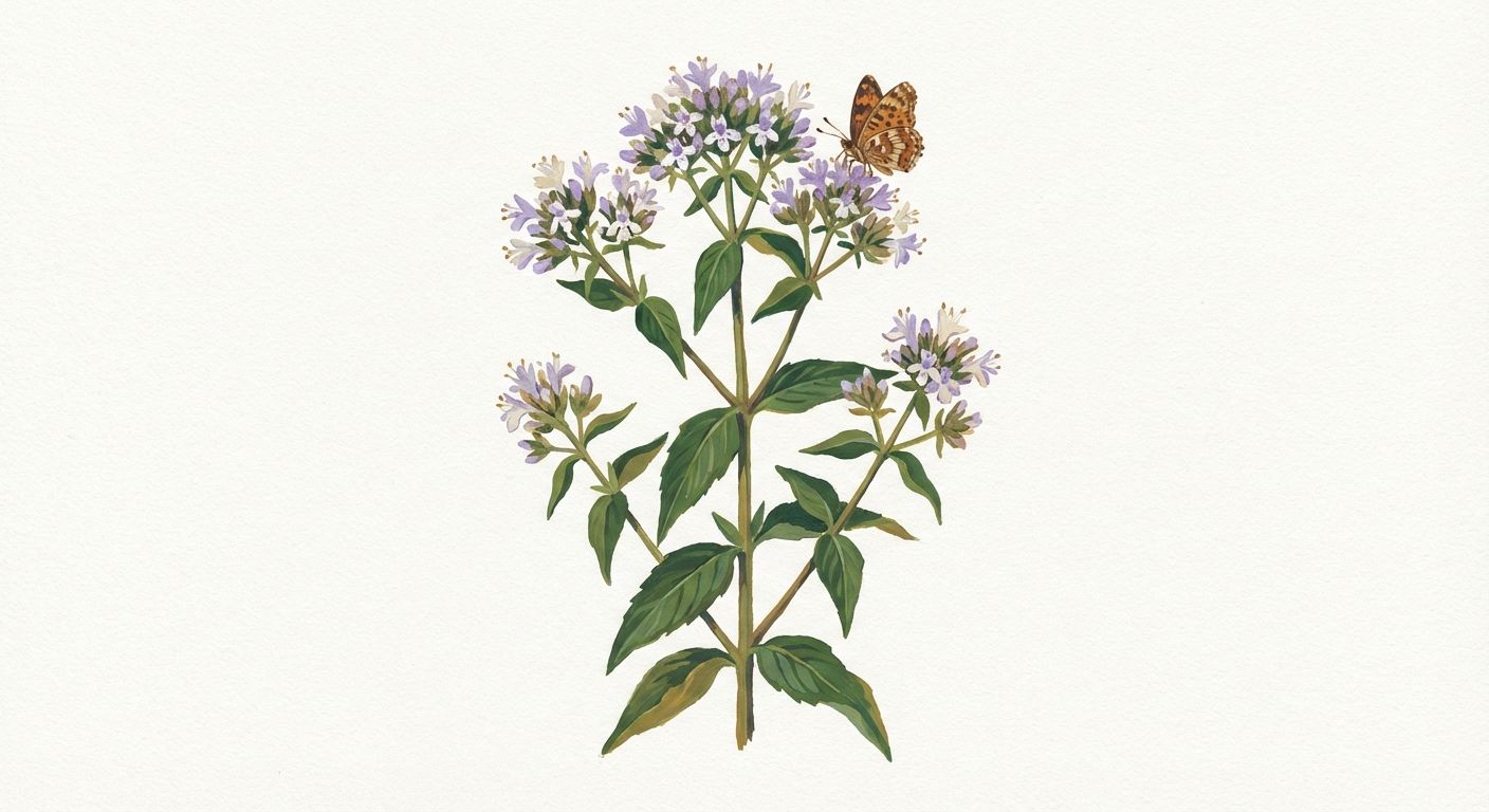Virginia Mountain Mint (Pycnanthemum virginianum), colorful illustration