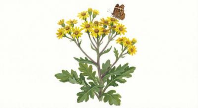 Small's Ragwort (Packera smallii), colorful illustration