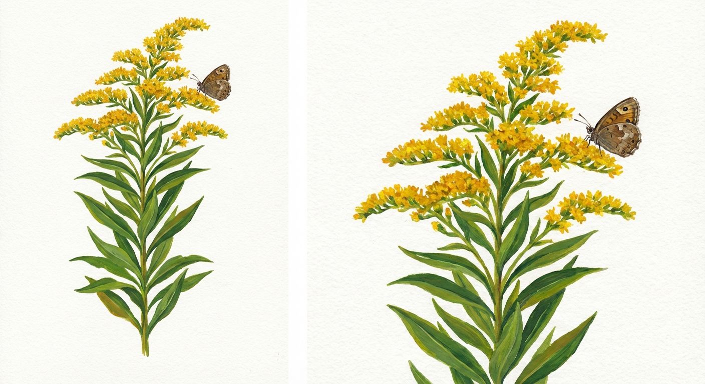Sweet Goldenrod (Solidago odora), colorful illustration