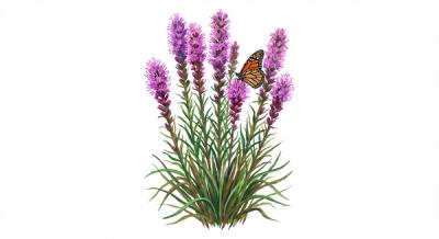 Gayfeather (Liatris spicata), colorful illustration