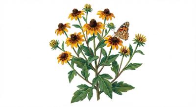 Brown-eyed Susan (Rudbeckia triloba), colorful illustration