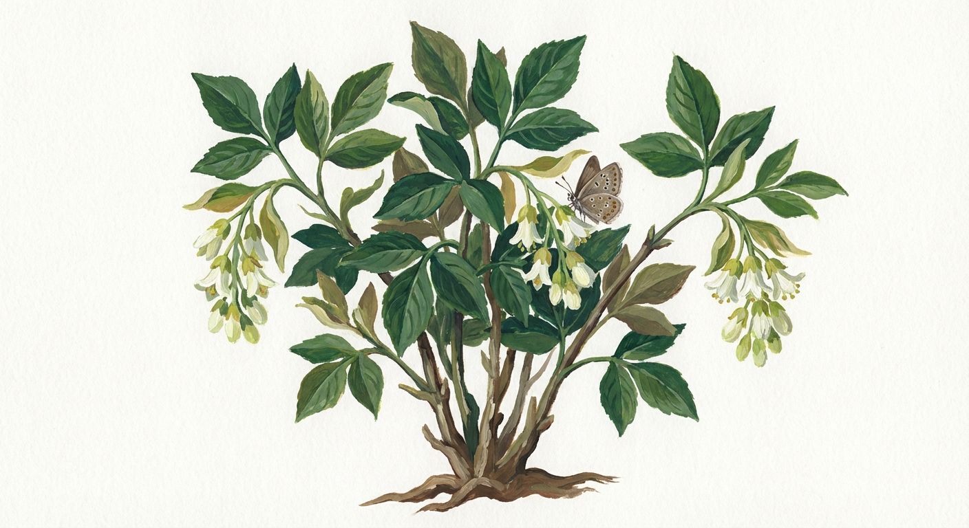 Bladdernut (Staphylea trifolia), colorful illustration