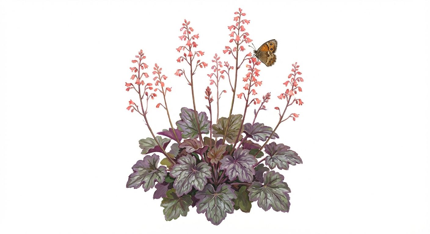 Alumroot (Heuchera americana 'Dale's Strain'), colorful illustration