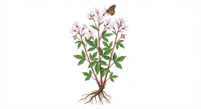Bowman's Root (Gillenia trifoliata), colorful illustration