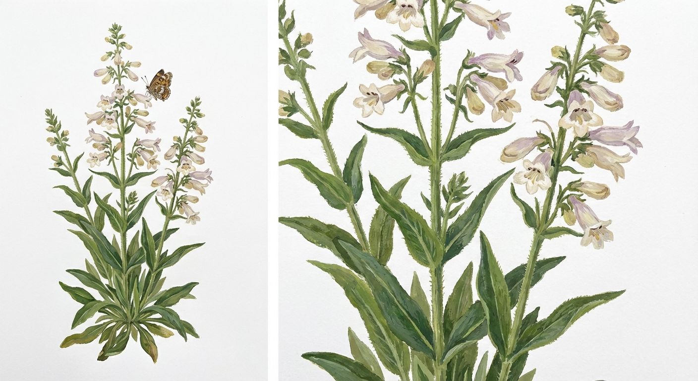 Pale Beardtongue (Penstemon pallidus), colorful illustration