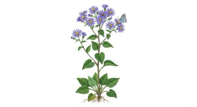 Short's Blue Wood Aster (Symphyotrichum shortii), colorful illustration