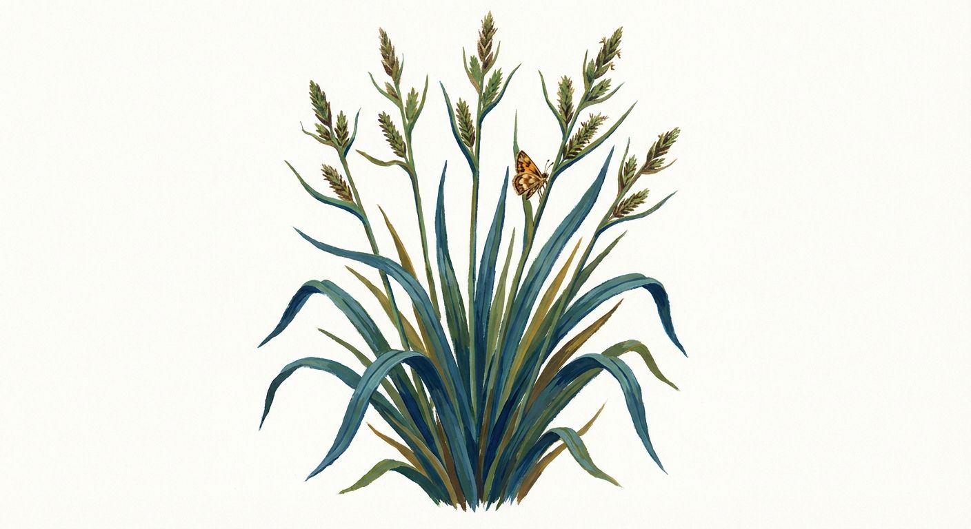 Blue Wood Sedge (Carex flaccosperma), colorful illustration