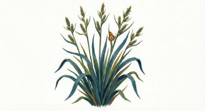 Blue Wood Sedge (Carex flaccosperma), colorful illustration