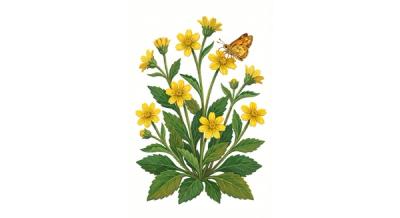 Green and Gold (Chrysogonum virginianum var. australe), colorful illustration