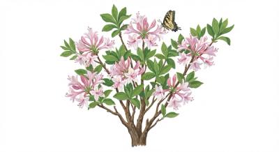 Coastal Azalea (Rhododendron atlanticum), colorful illustration