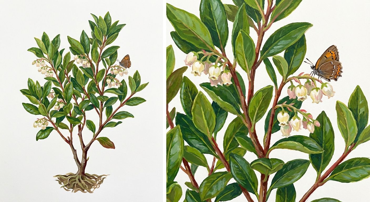 Fetterbush (Lyonia lucida), colorful illustration