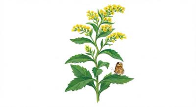 Zigzag Goldenrod (Solidago flexicaulis), colorful illustration