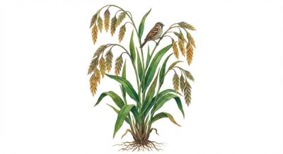River Oats (Chasmanthium latifolium), colorful illustration
