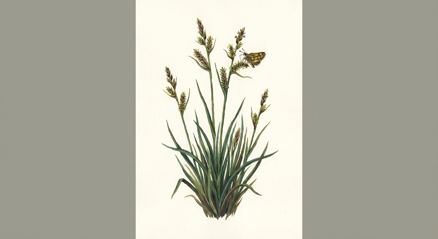 Wood's Sedge (Carex woodii), colorful illustration
