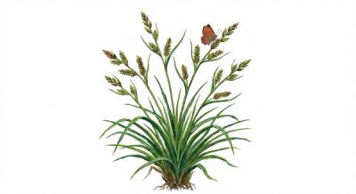 Oak Sedge (Carex pensylvanica), colorful illustration