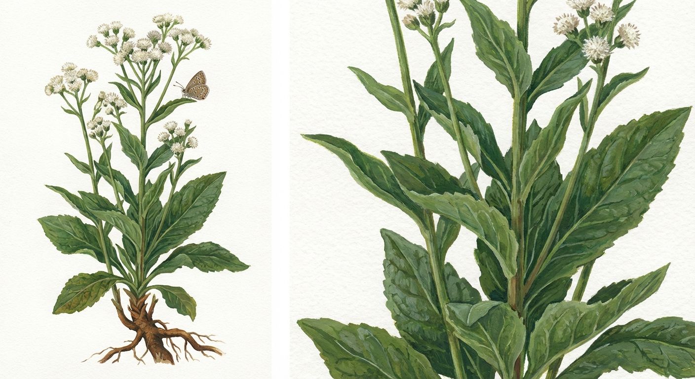 Wild Quinine (Parthenium integrifolium), colorful illustration