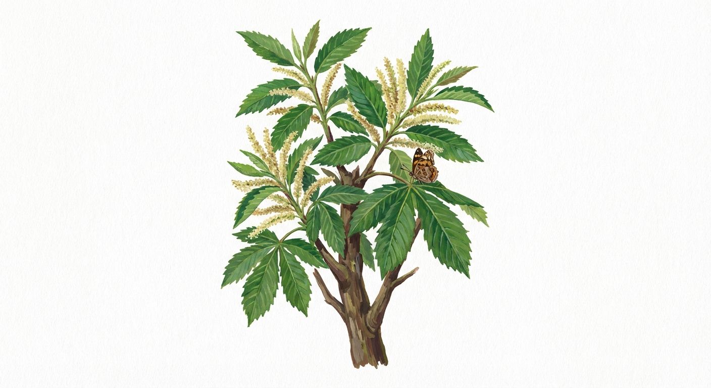 American Chestnut (Hybrid) (Castanea dentata), colorful illustration