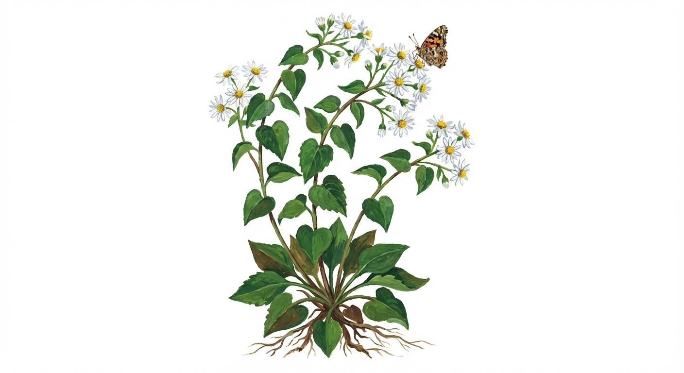 White Wood Aster 'Eastern Star' (Eurybia divaricata 'Eastern Star'), colorful illustration