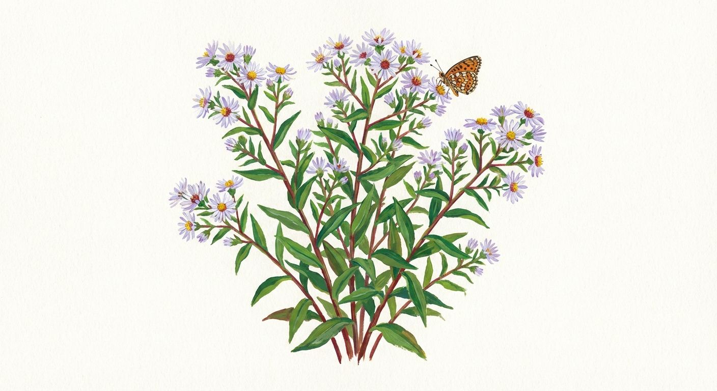Calico Aster (Symphyotrichum lateriflorum), colorful illustration