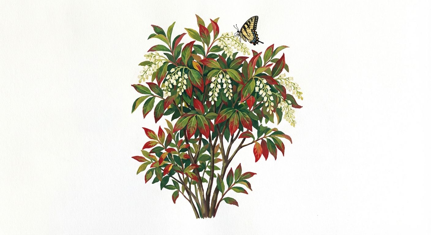 Sourwood (Oxydendrum arboreum), colorful illustration