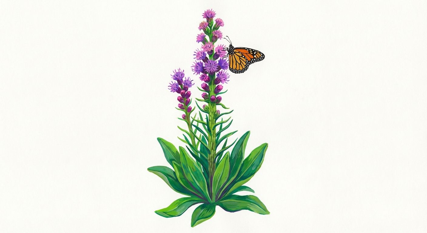 Rocky Mountain Blazing Star (Liatris ligulistylus), colorful illustration