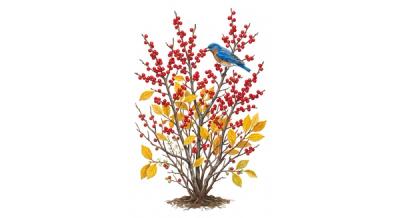 Dwarf Winterberry (Ilex verticillata 'Red Sprite'), colorful illustration