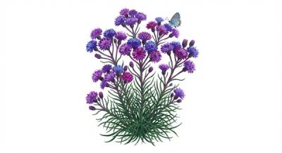 Ironweed 'Iron Butterfly' (Vernonia lettermannii 'Iron Butterfly'), colorful illustration