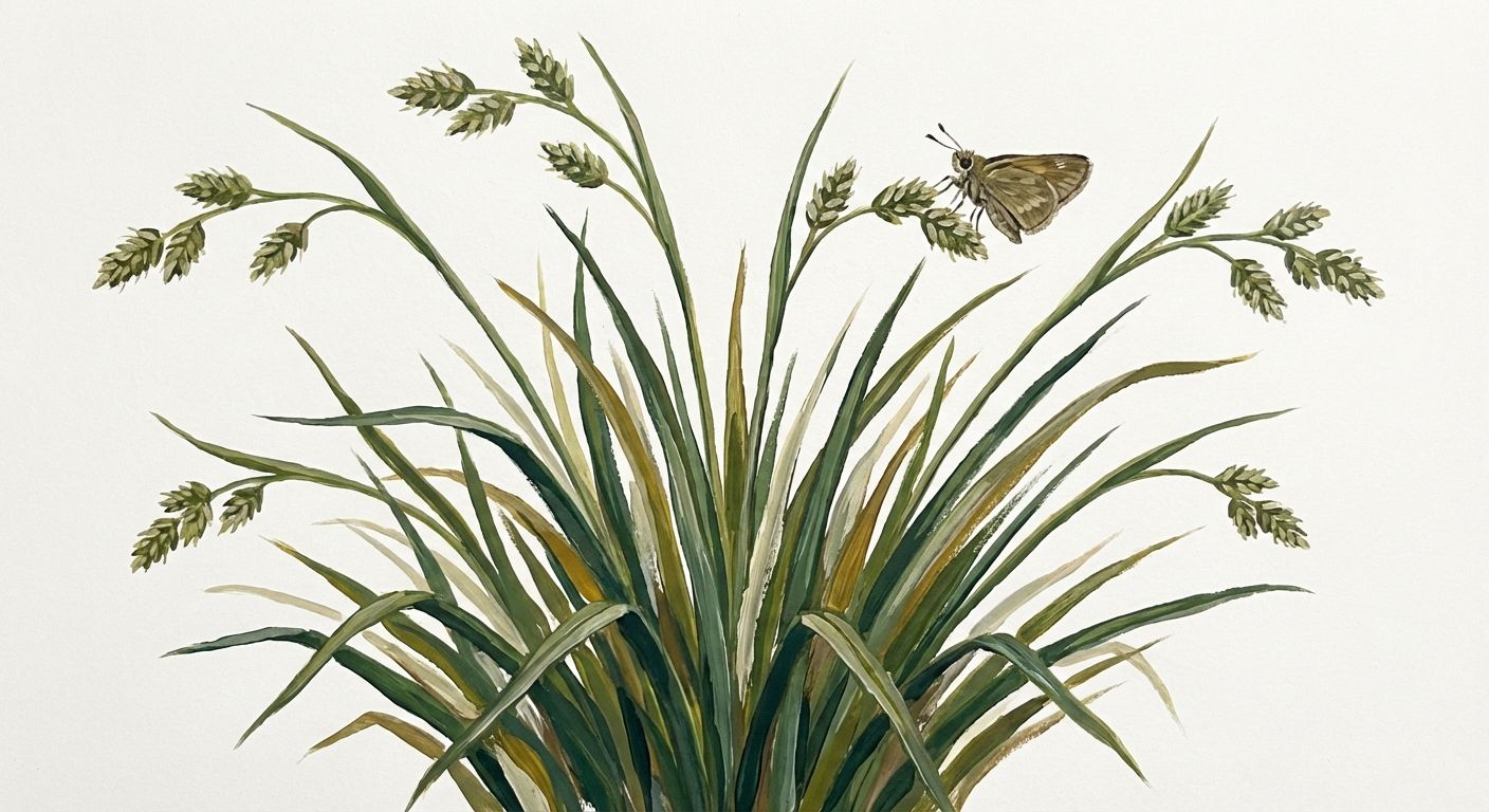 Plains Oval Sedge (Carex brevior), colorful illustration