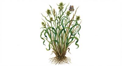 Curly Wood Sedge (Carex rosea), colorful illustration