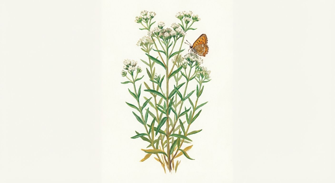 Hyssop-leafed Thoroughwort (Eupatorium hyssopifolium), colorful illustration