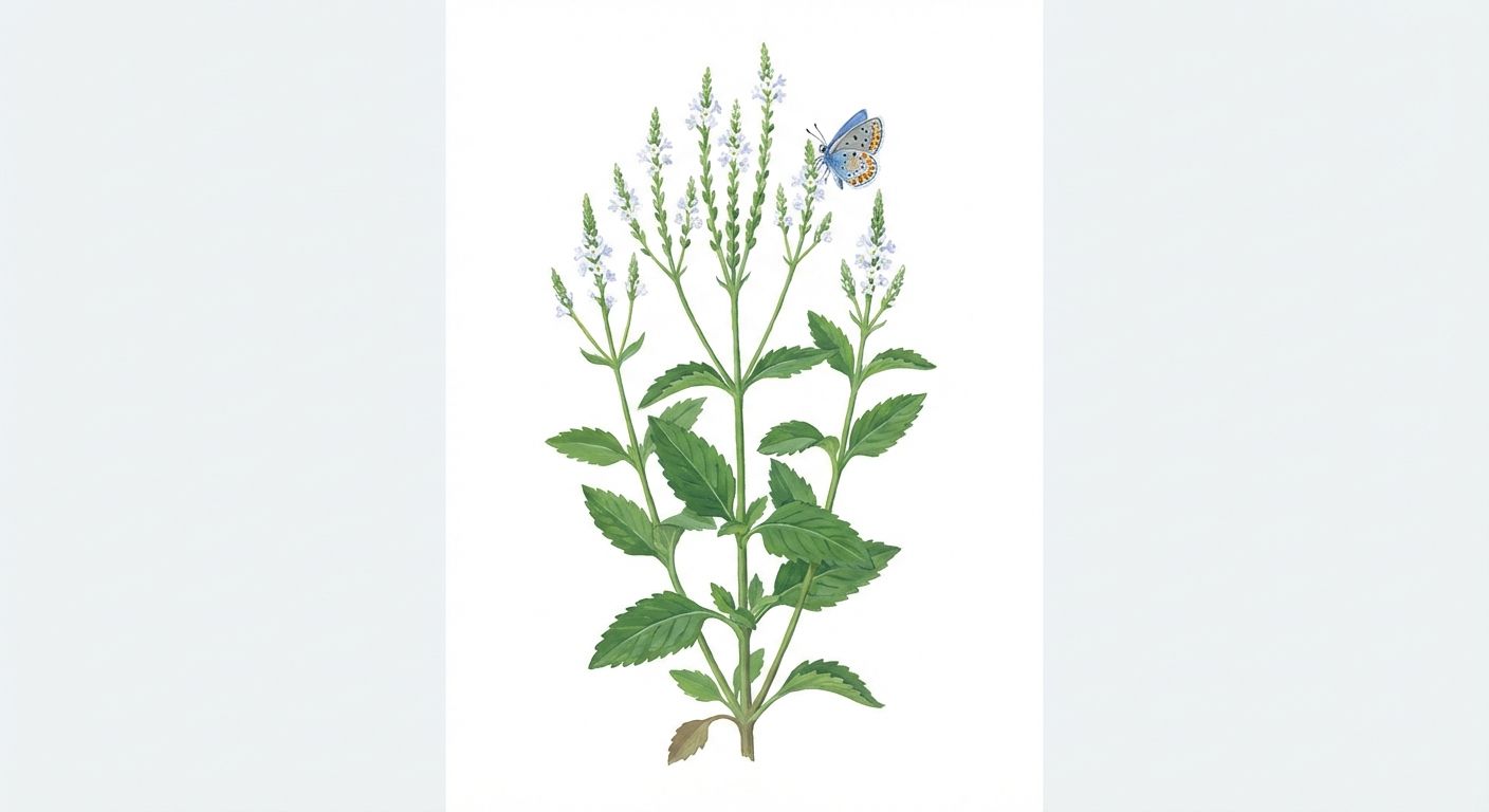 White Vervain (Verbena urticifolia), colorful illustration