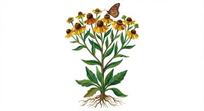 Sneezeweed (Helenium flexuosum), colorful illustration