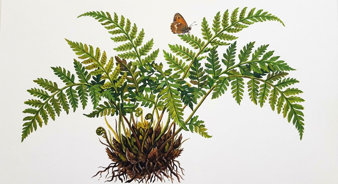 Brittle Bladder Fern (Cystopteris fragilis), colorful illustration