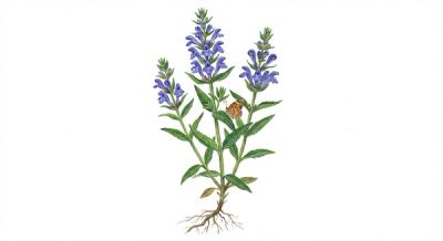 Hyssop Skullcap (Scutellaria integrifolia), colorful illustration